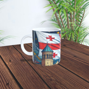 რა ვაჩუქო - საჩუქრების ონლაინ მაღაზია 79 ჭიქა პრინტით საქართველო ევროკავშირის დროშის ფონზე