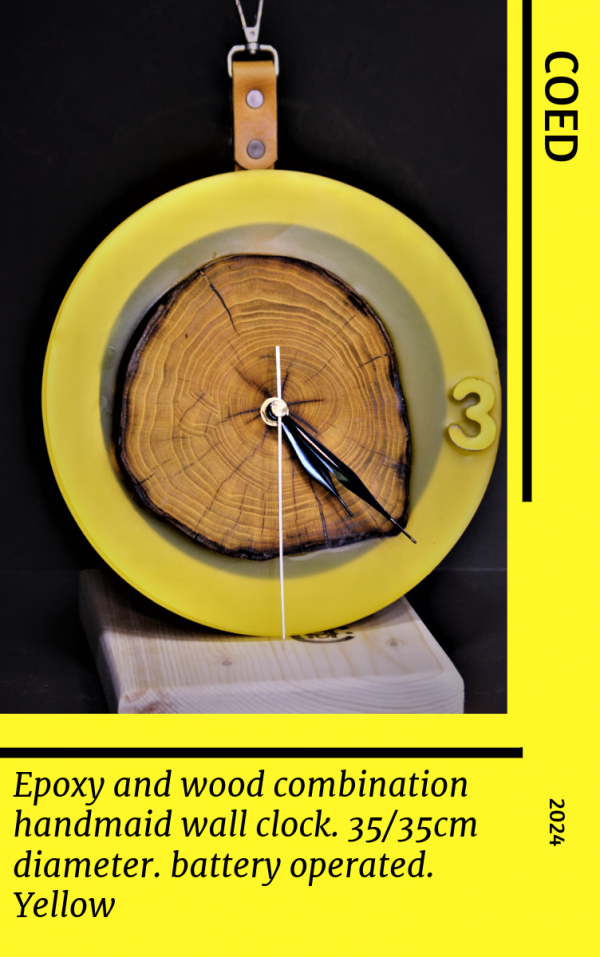 კედლის საათი ეპოქსიდისაგან და ხისგან