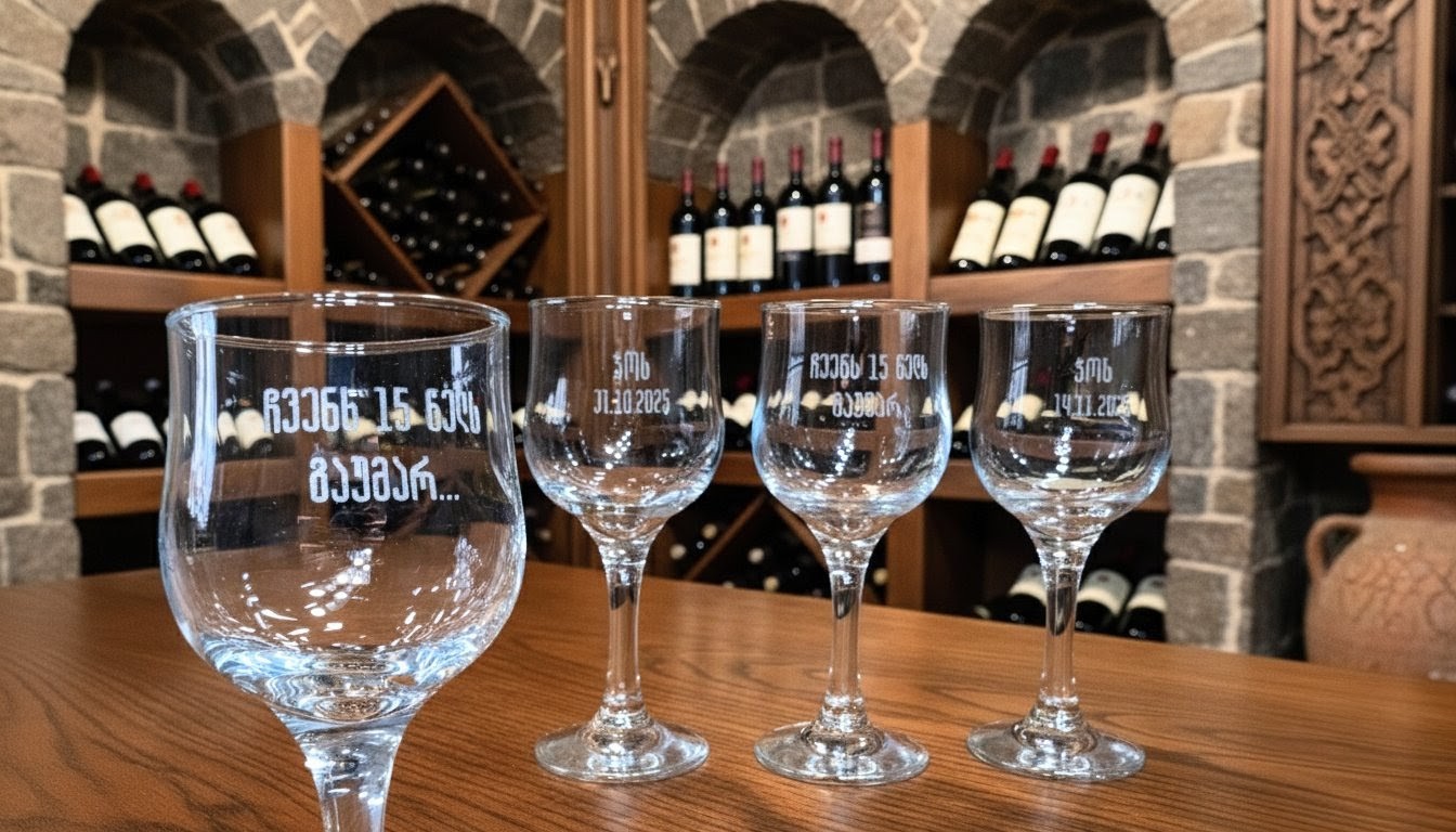 ღვინის ჭიქა სასურველი გრავირებით 1 ღვინის ჭიქა სასურველი გრავირებით