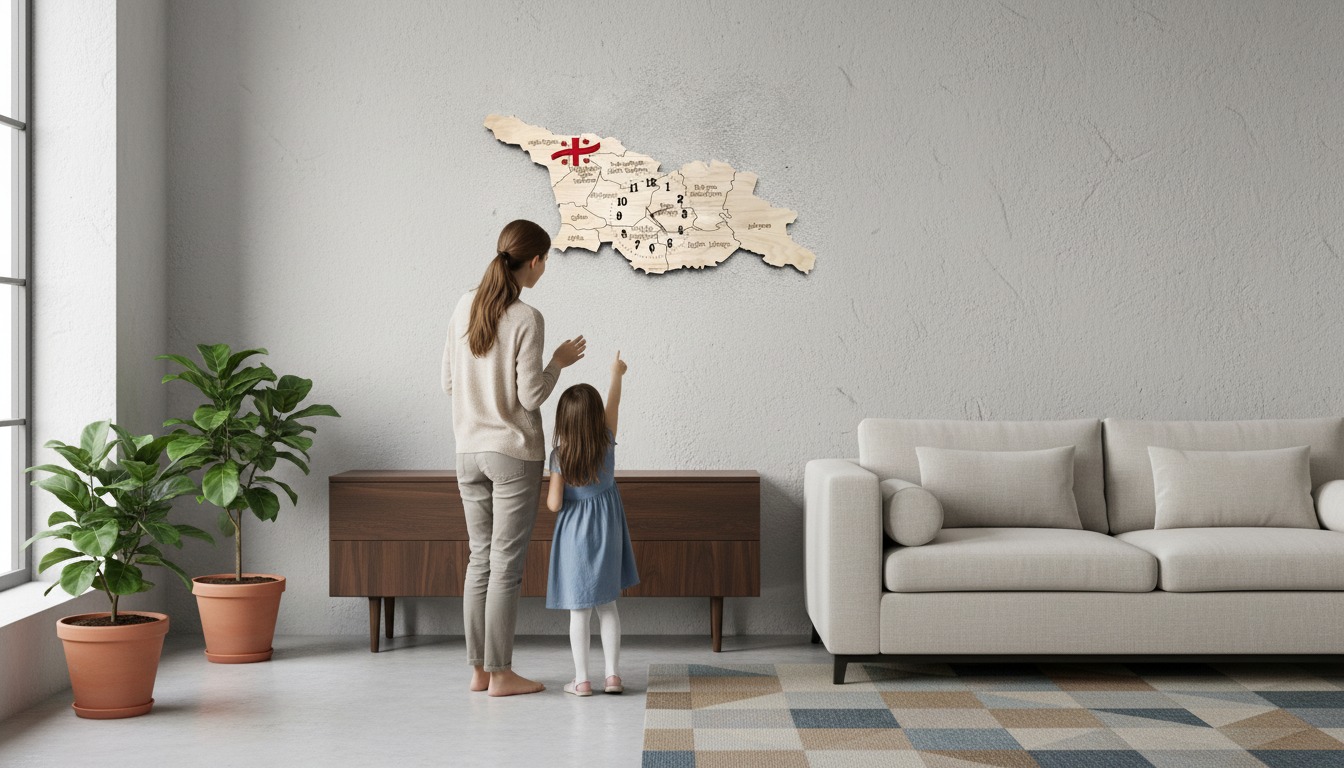 საქართველოს რუკის საათი დროშითა და ციფრებით