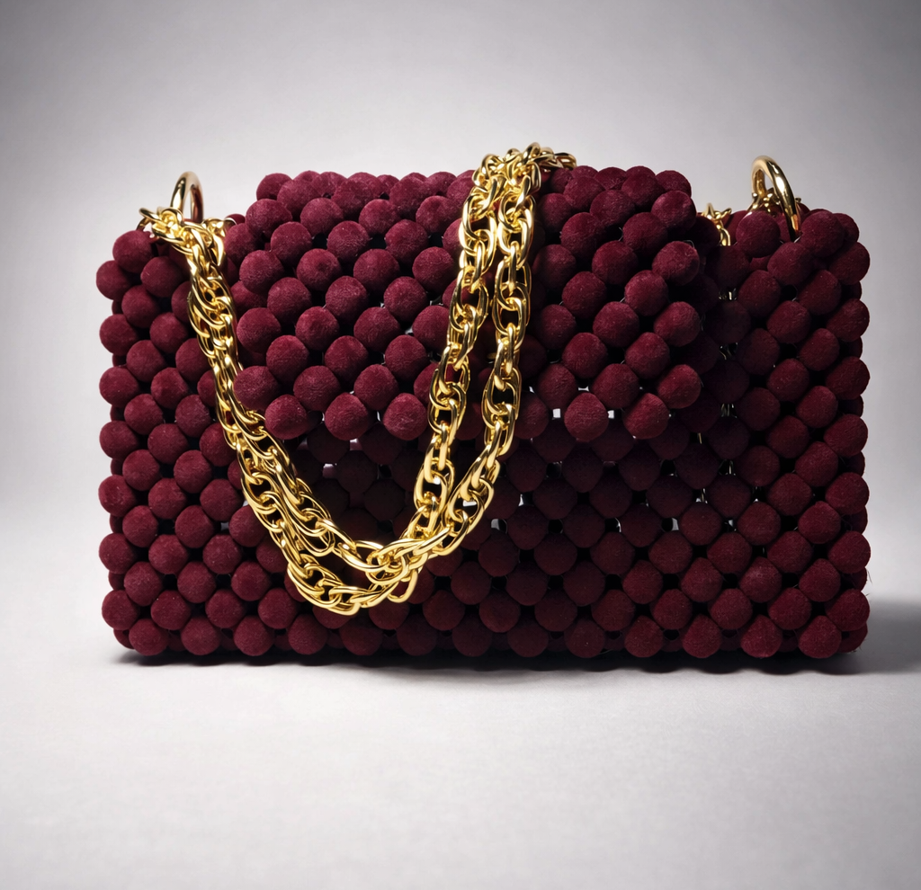 Dark Red Velvet Bag / შინდისფერი ბარხატის ჩანთა 3 Dark Red Velvet Bag / შინდისფერი ბარხატის ჩანთა - Image 2