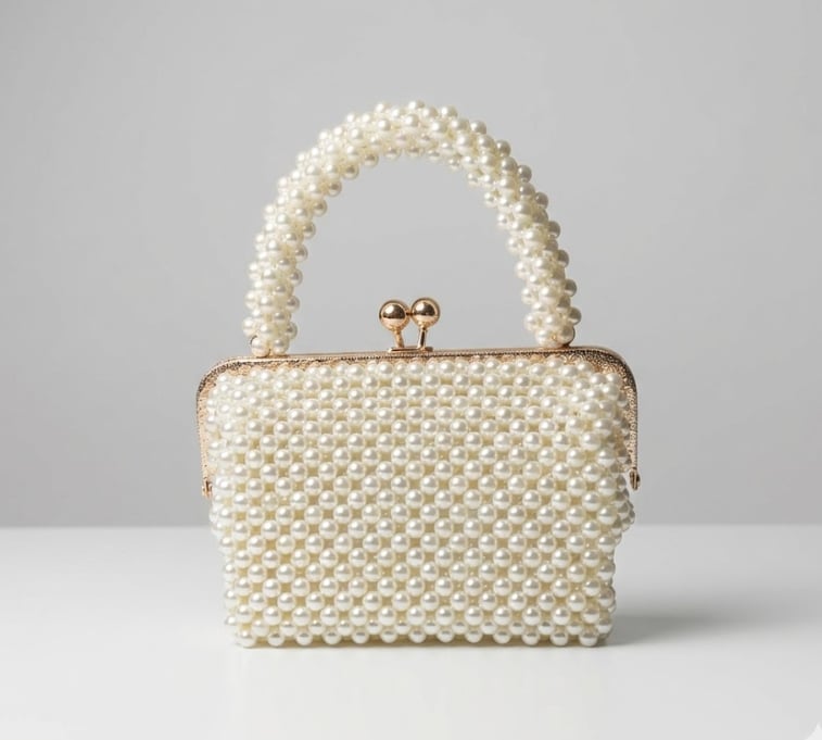"PEARL" მარგალიტის თეთრი ჩანთა Pearl White Bag - Image 2