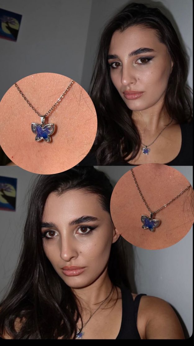 პეპლის ყელსაბამი ნამდვილი ყვავილების შიგთავსით