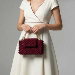 Dark Red Velvet Bag / შინდისფერი ბარხატის ჩანთა