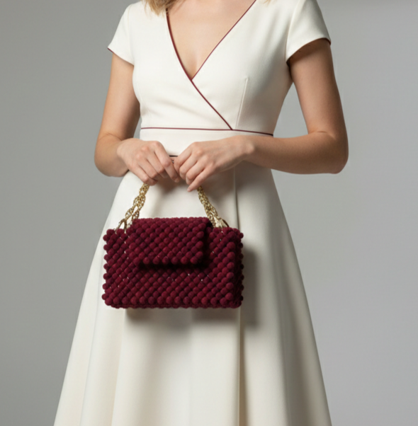 Dark Red Velvet Bag / შინდისფერი ბარხატის ჩანთა 1 Dark Red Velvet Bag / შინდისფერი ბარხატის ჩანთა