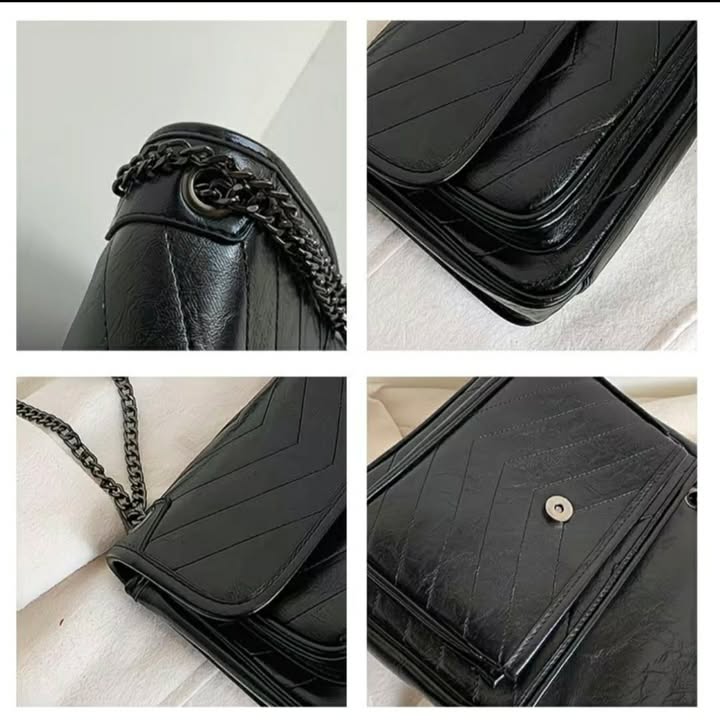 შავი კლასიკური ჩანთა ჯაჭვით - Image 3