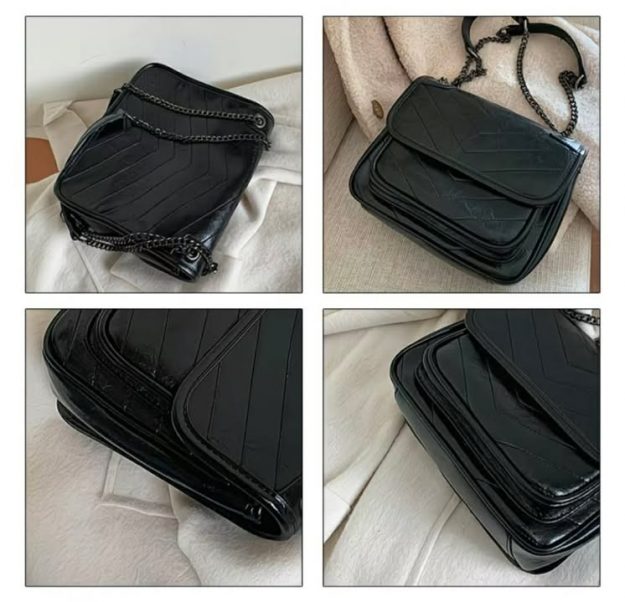 შავი კლასიკური ჩანთა ჯაჭვით