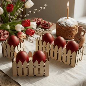 ღობის ფორმის სადგამი სააღდგომო კვრცხებისთვის