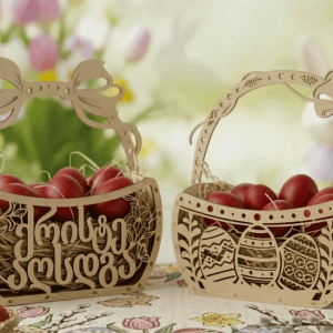 კალათა სააღდგომო კვერცხებისთვის დეკორატიული სახელურით