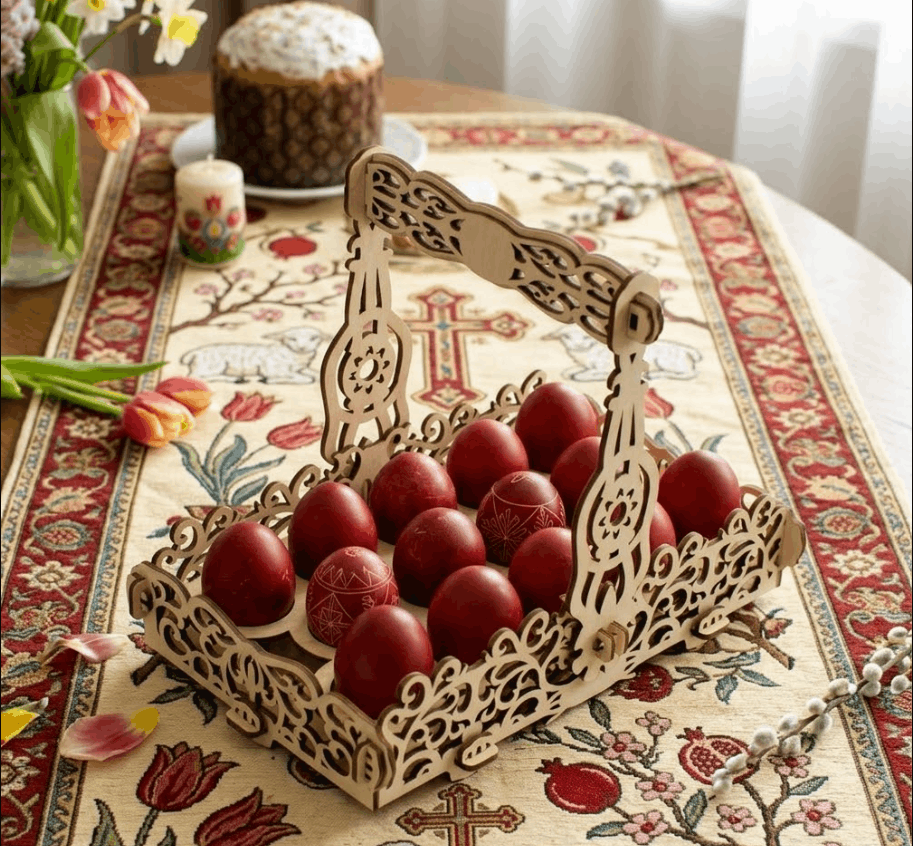 სააღდგომო დეკორატიული კალათა სახელურით 1 სააღდგომო დეკორატიული კალათა სახელურით