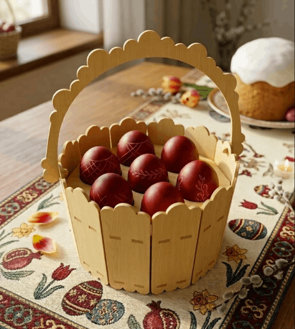 ვედროს ფორმის სააღდგომო კალათა