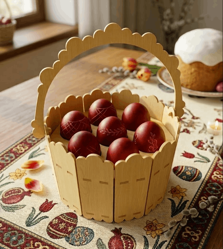 ვედროს ფორმის სააღდგომო კალათა 1 ვედროს ფორმის სააღდგომო კალათა